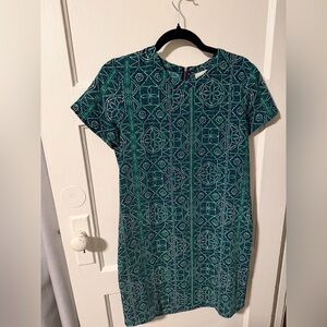 Adrienne Vittadini Blue and Green Mini Dress